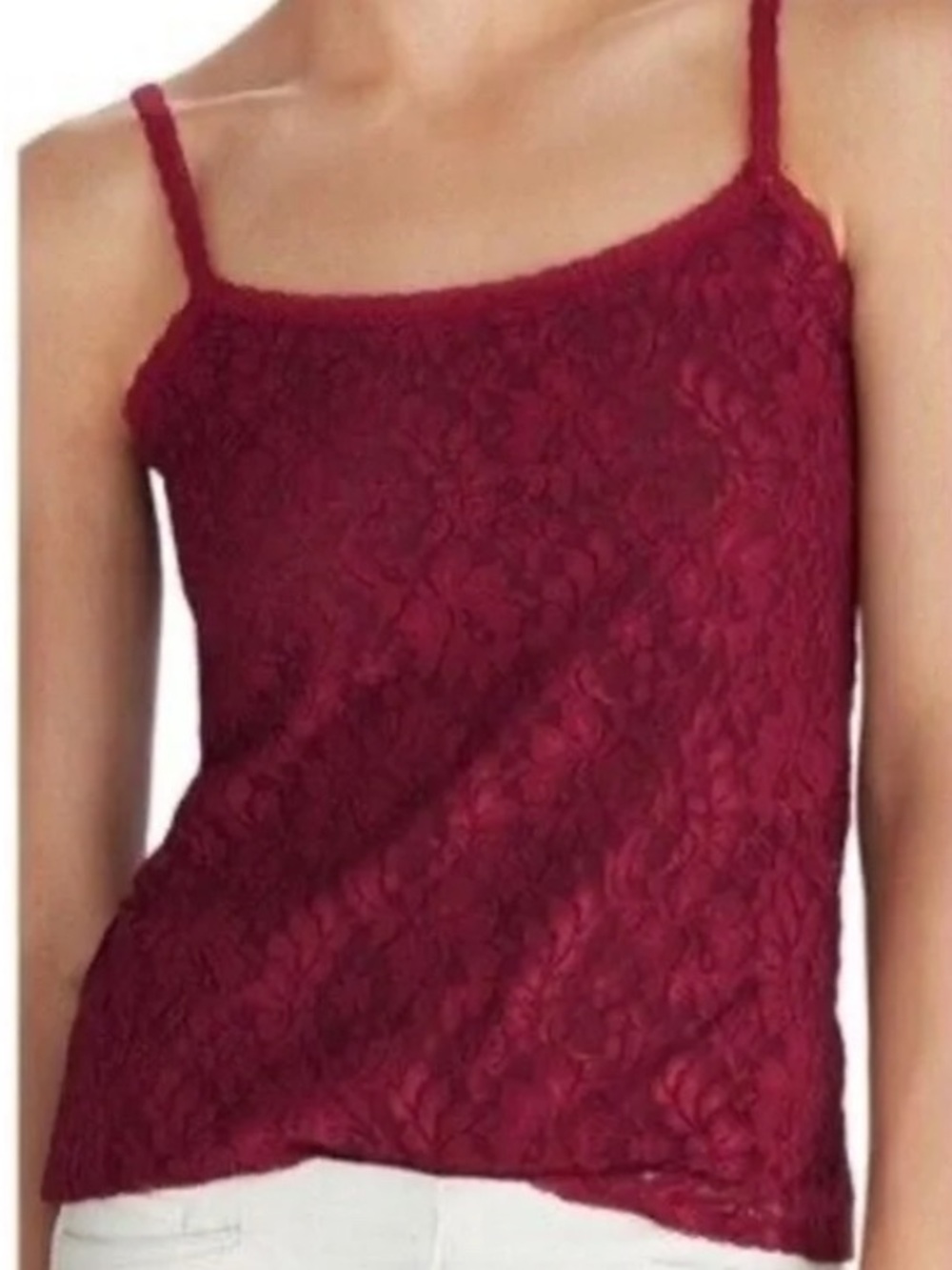 White House Black Market Women's Maroon Lace Camisole Top , size Medium